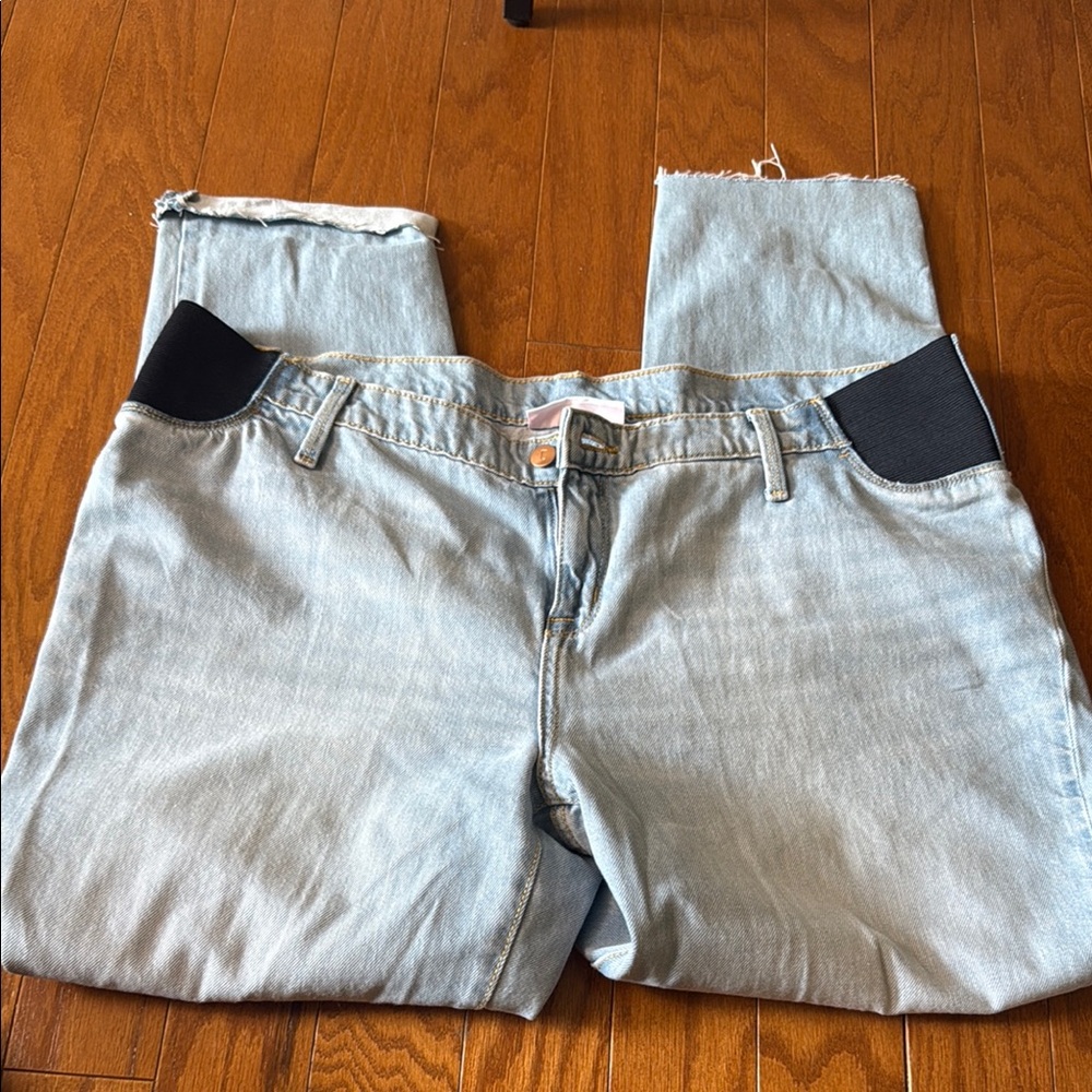 Light Blue Denim Jeans with Elastic Waist Maternity